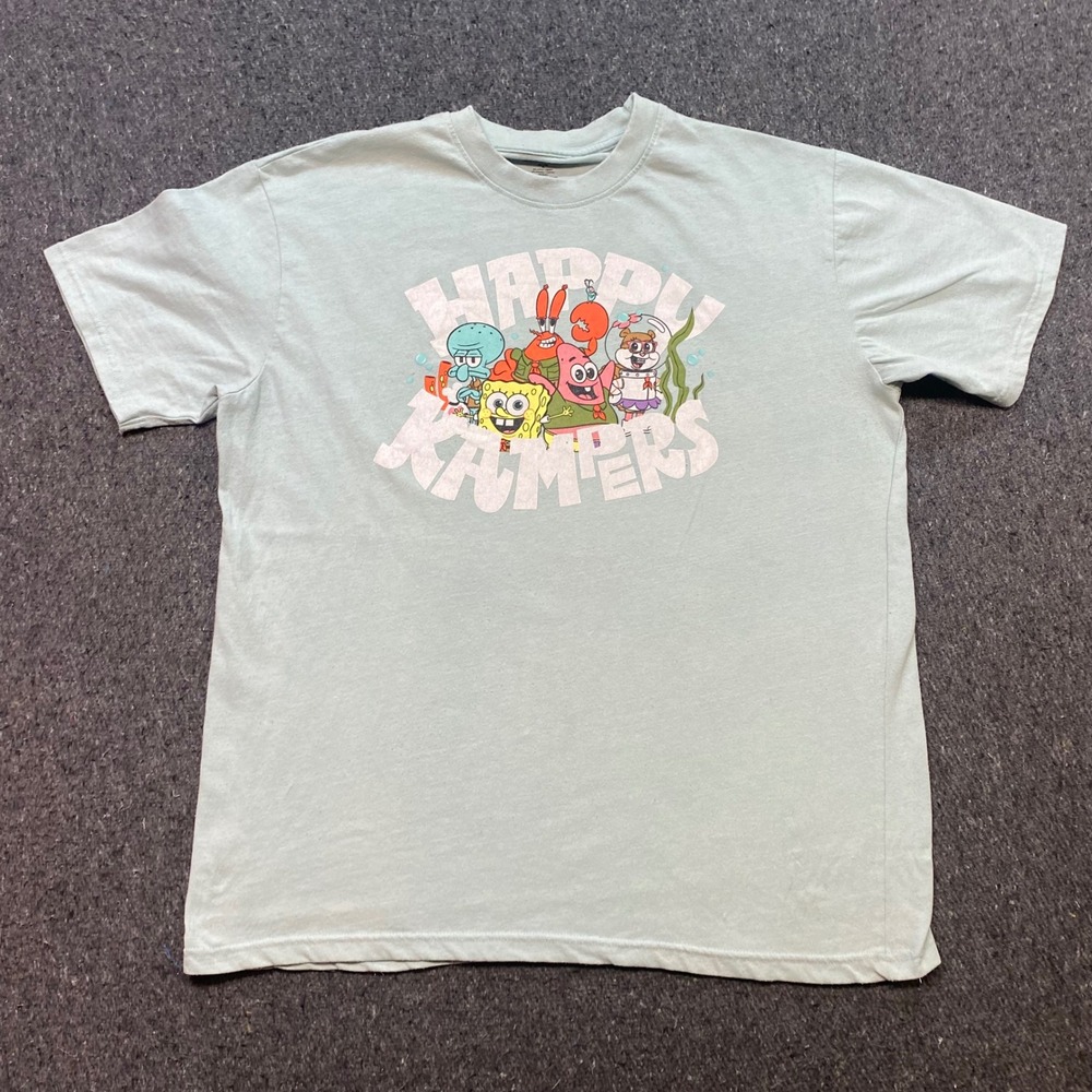Nickelodeon Spongebob Squarepants Happy Kampers TShirt Sz XL Mint Green Graphic
